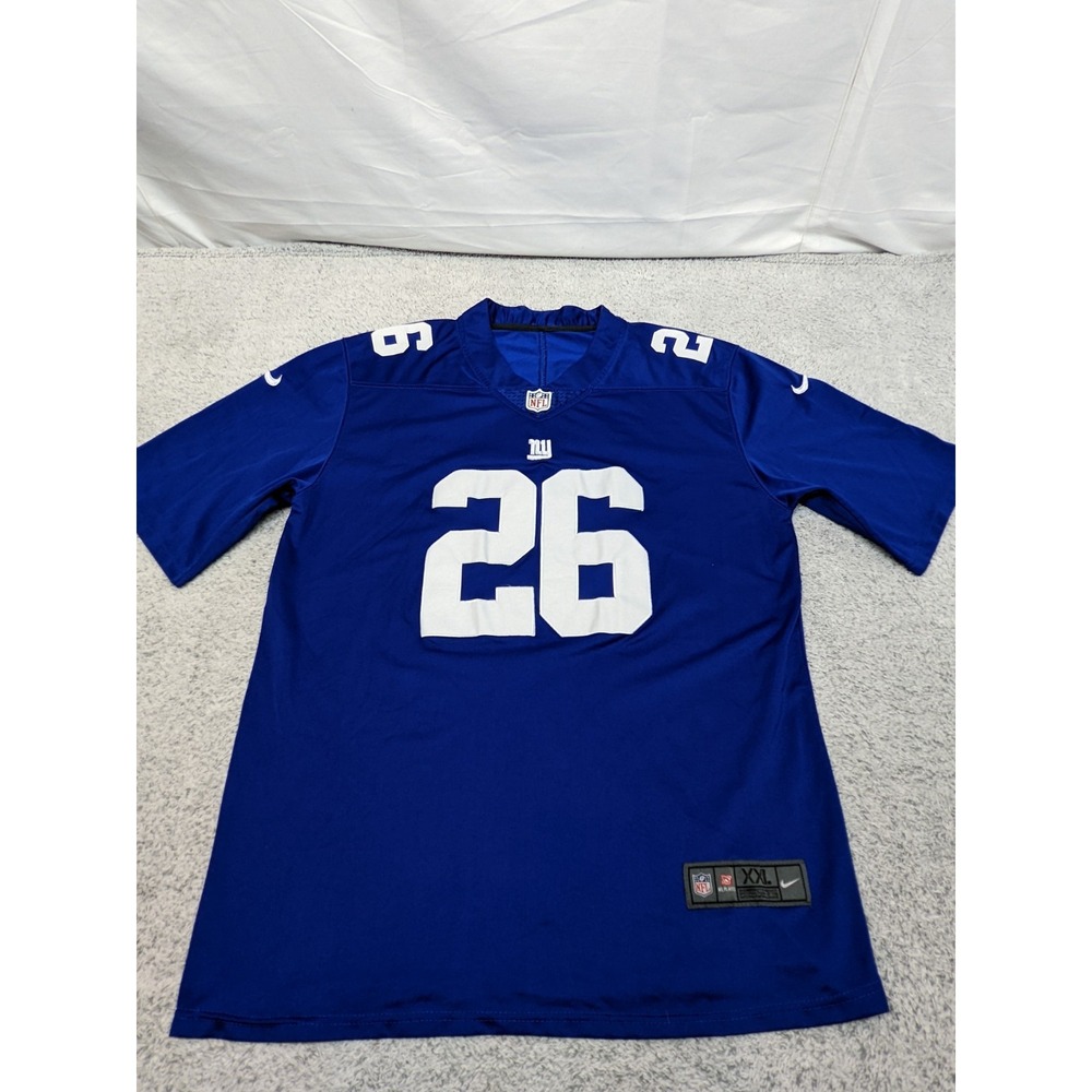 Nike‎ NFL New York Giants Saquon Barkley Giants Jersey #26 XXL Blue Embroidered